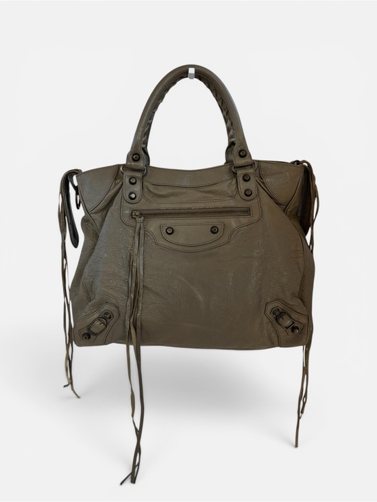 Balenciaga Handbags - Balenciaga Motocross City Gray Leather Top Handle Satchel Bag